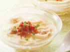海老ワンタンの冷製スープ ～キムチ添え～
