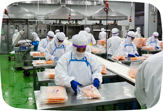 タイの紀文グループ内でカニカマ生産を行う画像